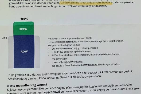 Zomaar een brief van het pensioenfonds